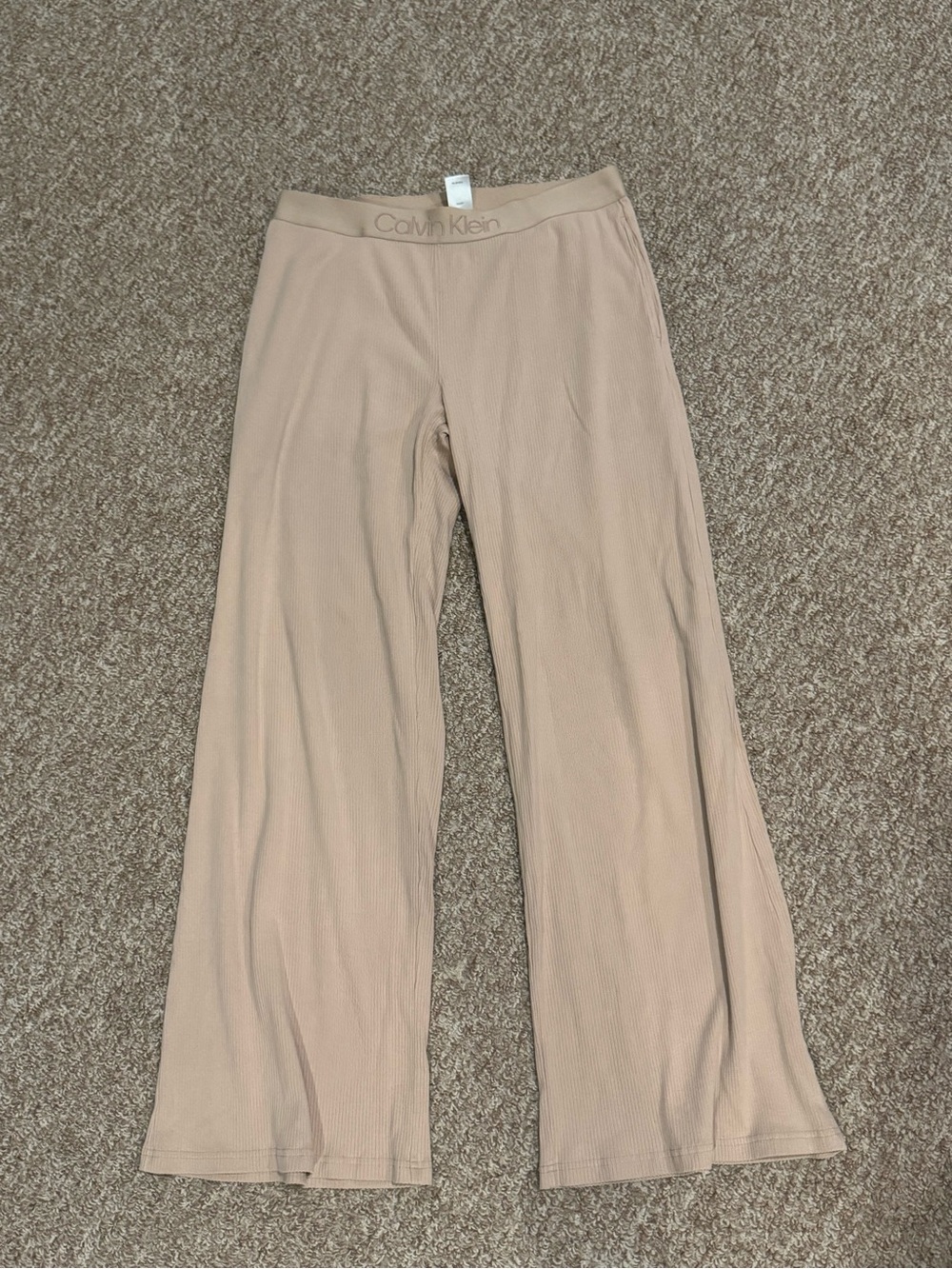 Calvin Klein Wide-Leg Lounge Pants in Blush Beige